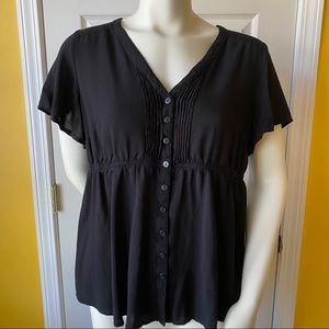 Torrid 00 Black Flutter sleeve blouse